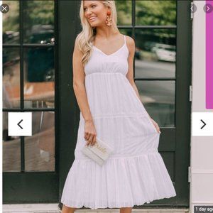 REVOLVE LINE + DOT WHITE MYKONOS EYELET MIDI DRESS